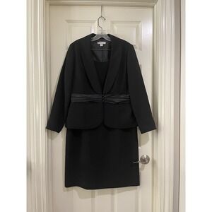 coldwater creek women black 2- piece dress suits size 16